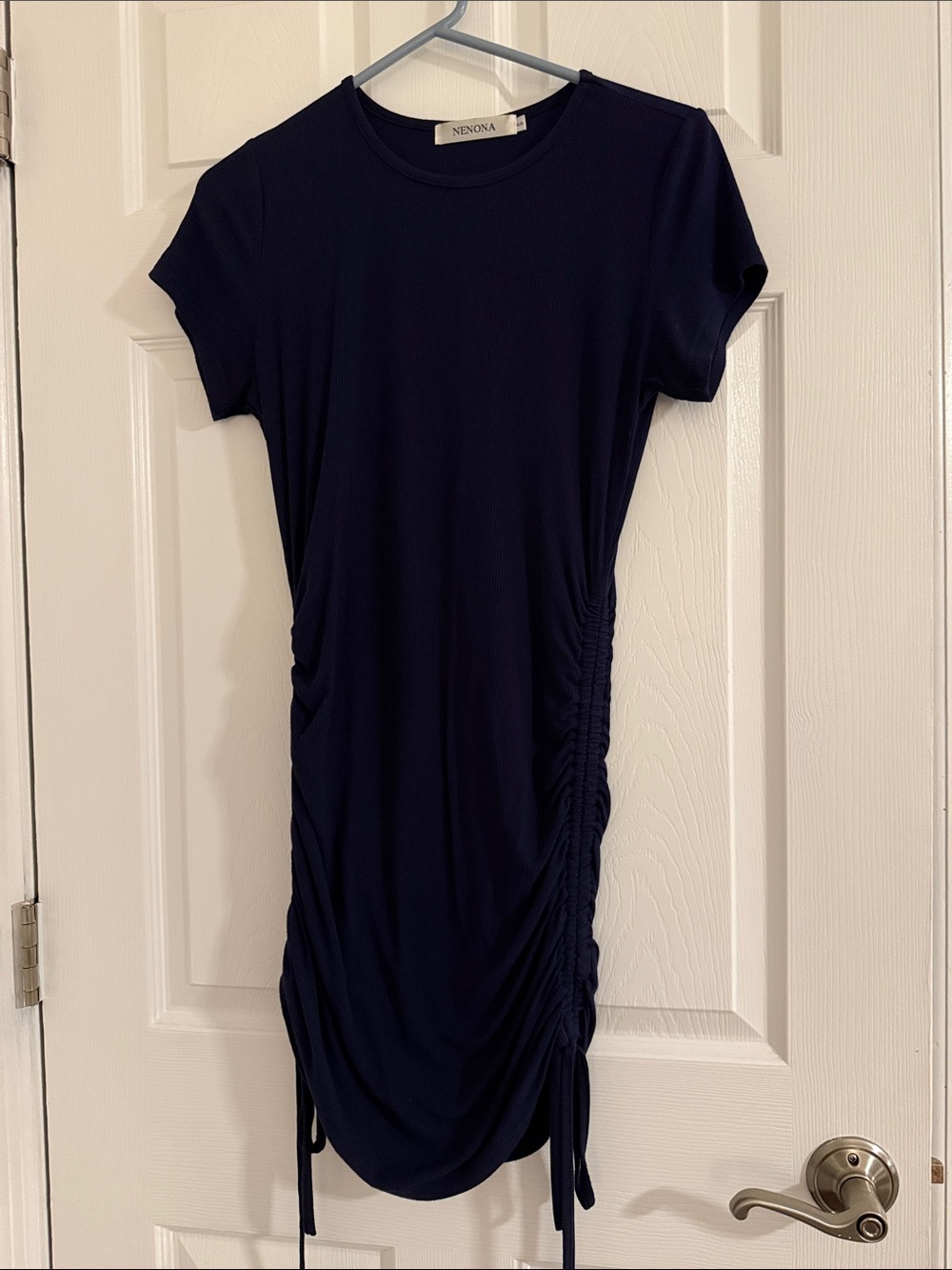 Nenona Navy Ruched Side T-Shirt Dress